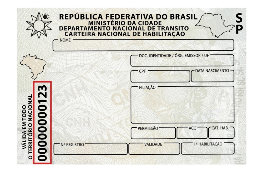 Número do Espelho da Carteira de Habilitação Nacional