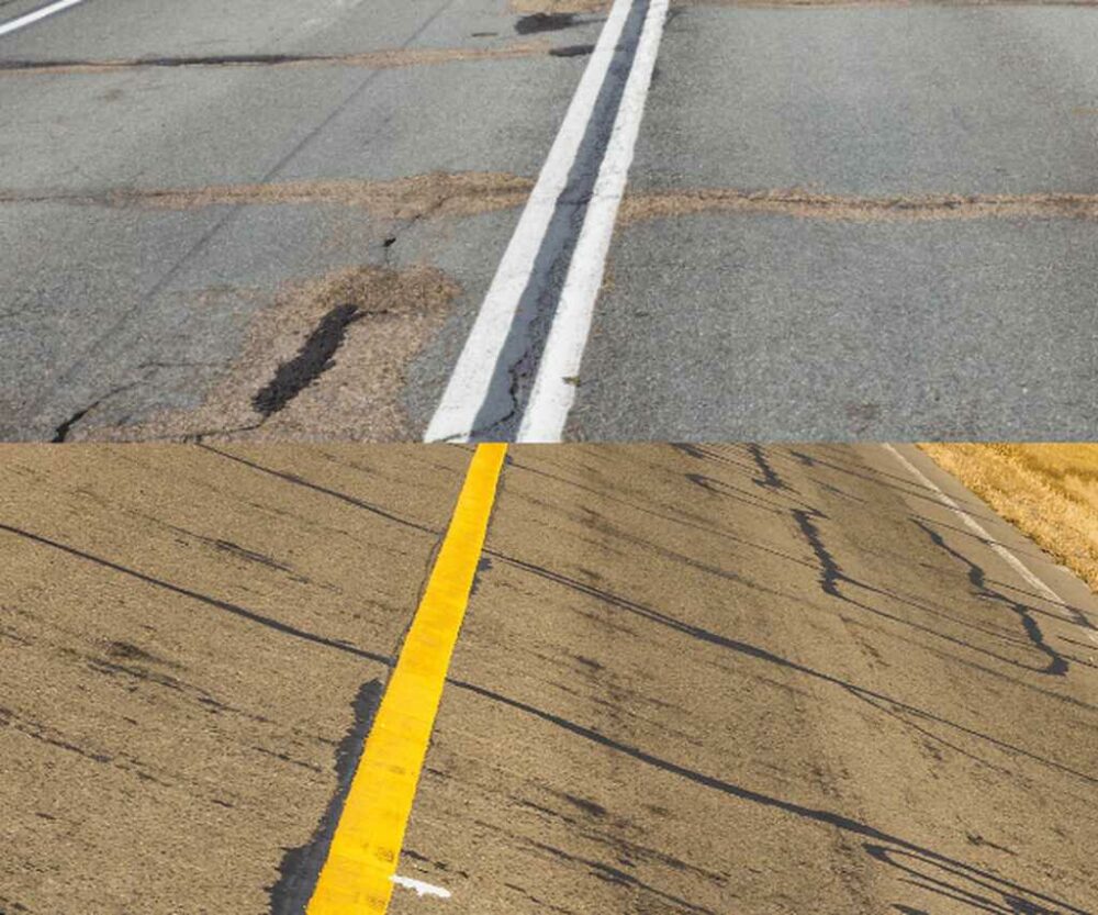 Imagem com duas faixas contínuas, uma branca e outra amarela, ilustrando o conteúdo que explica tudo sobre a multa por ultrapassar em faixa contínua.