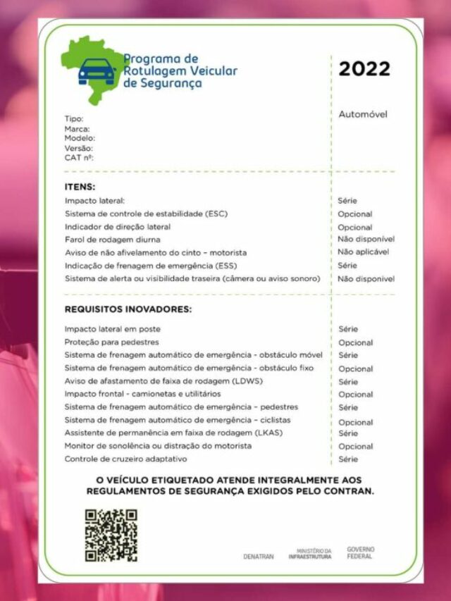 etiqueta de segurança veicular ENSV