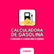 Imagem com fundo rosa vibrante, exibindo um ícone de bomba de gasolina cercado por moedas douradas no centro. Abaixo, os textos 'Calculadora de Gasolina' e 'Calcule o custo do trajeto!' aparecem em letras grandes e destacadas. No rodapé, o logotipo da Zapay é visível.