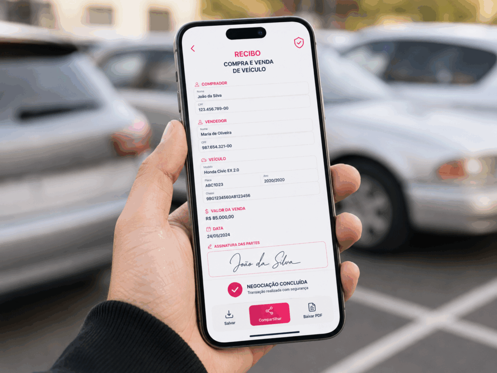 Como preencher recibo de compra e venda de veículo digital