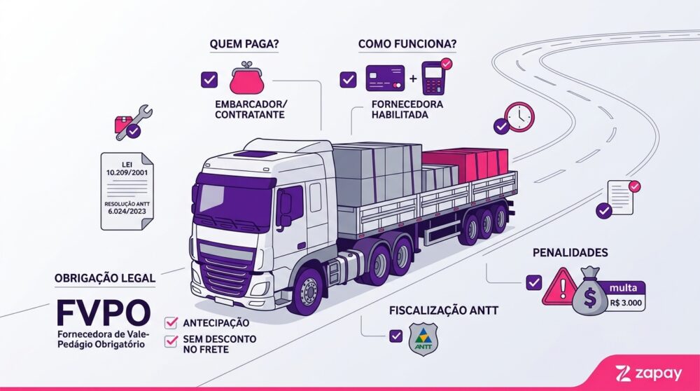 No transporte de carga, quem contrata o frete precisa antecipar o vale-pedágio obrigatório ao caminhoneiro, e não fazer isso custa multa.