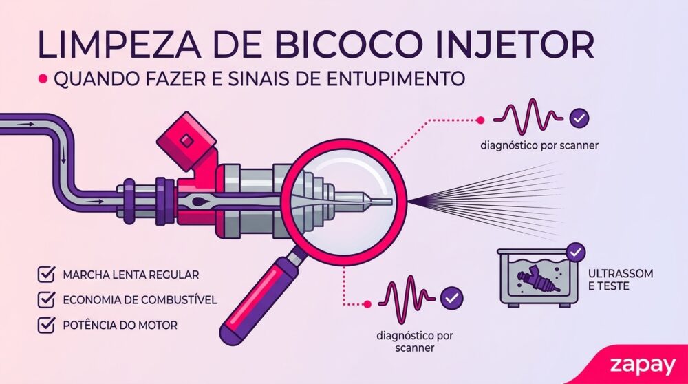 Marcha lenta irregular e consumo alto costumam apontar bico sujo. Veja quando fazer a limpeza de bico injetor e o que evita o entupimento.