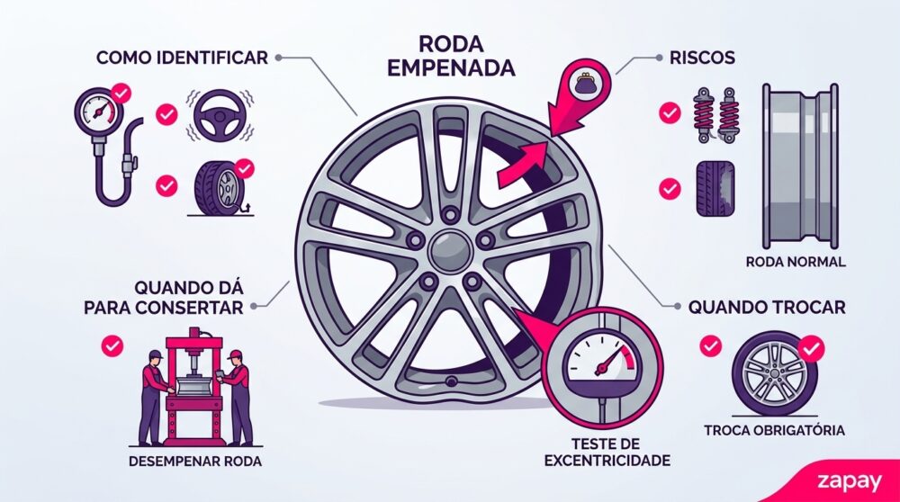 A trepidação no volante e o pneu que perde pressão sozinho costumam apontar roda empenada. Veja como identificar e quando dá para consertar.