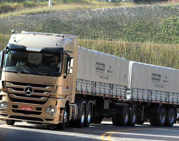 Comparação entre bitrem e rodotrem mostrando eixos, semirreboques e sistema de acoplamento